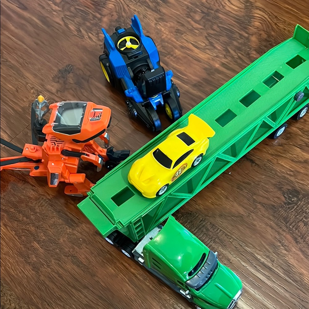 Kids Toy Vehicle Set with Green, Yellow, Blue, and Orange Colors